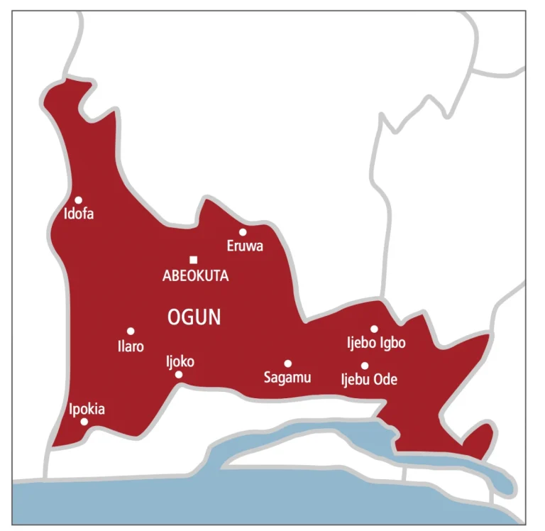 Map of Ogun State as Government Shuts Two Companies Over Fatal Industrial Accidents